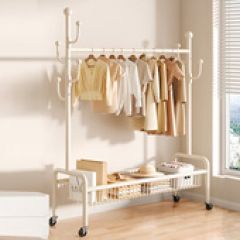 瑶颖衣架落地衣帽架可移动晾衣架挂衣架阳台置物收纳架YJ07单层120cm